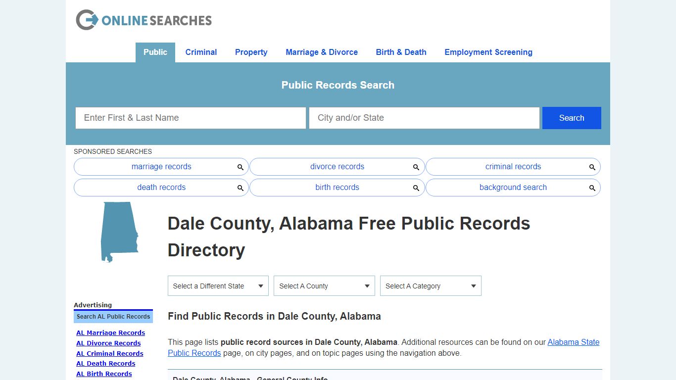 Dale County, Alabama Public Records Directory - OnlineSearches.com