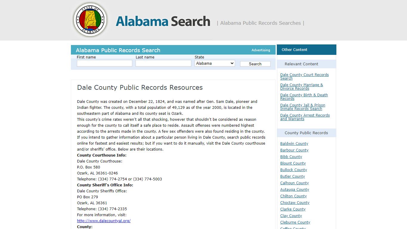 Dale County Public Records Resources | Alabama - AL Search